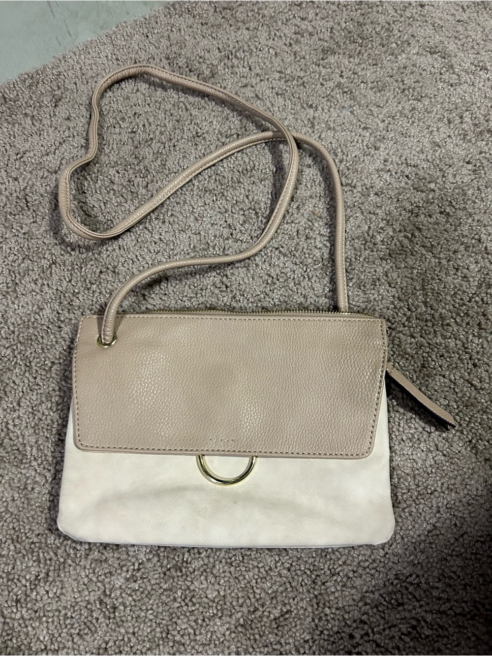 Neutral Two-Tone Crossbody Bag - Beige and Cream